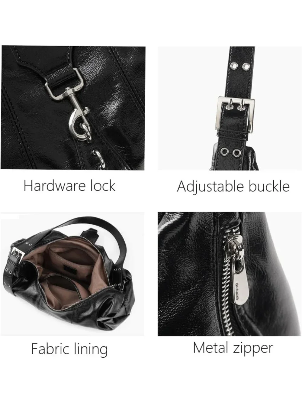 Trendy Y2K Leather Hobo Purse, Buckle Clutch Bag, Large Shoulder Tote for Women